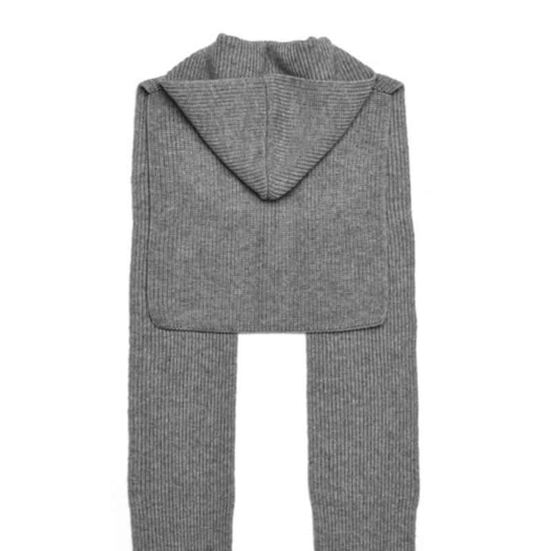 DOYOUKNOWMC 25FW Huva Halsvärmare och Grå Stickad Halsduk