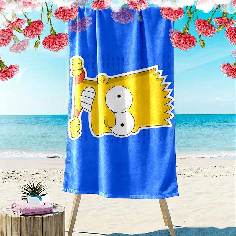 Bart Print Beach Towel, Large Soft Quick Dry Towel for Beach Camping Swimming