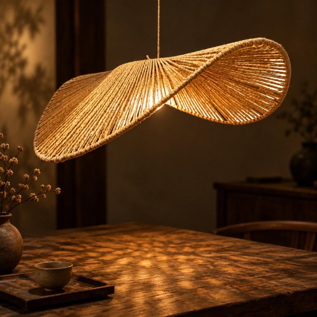 Woven Pendant Shade with Openwork Texture Hollow Design for Corridors