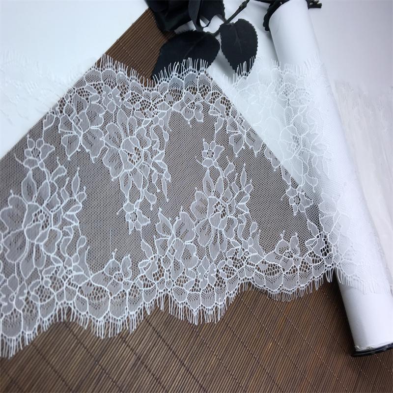 ( 2 Colors ) 3m X 17.5cm Chantilly Lace, Non-stretch Eyelash Mesh Lace Trim for Lingerie, Bra, Underwear, Lingerie, Dress, Garment, Sewing & Crafting