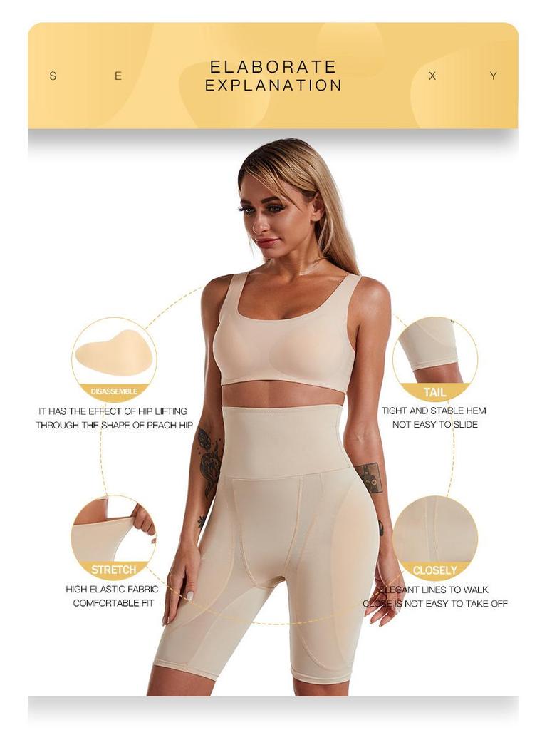 Plus Size High-Waisted Tummy Control & Hip-Enhancing Shaper Shorts with Padded Lifting Effect