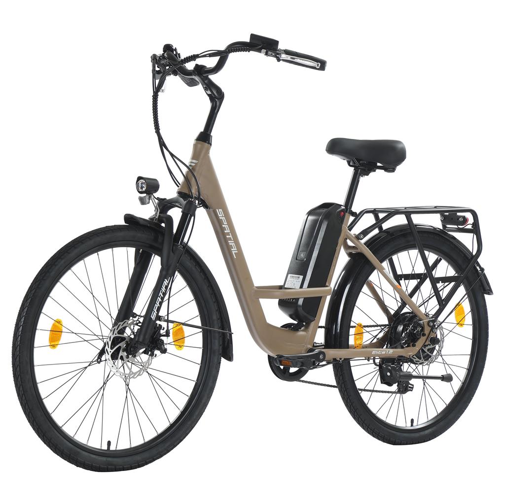Spatial Elite Women’ Electric Bike With TowSeat 250W Motor 36V13AH Battery 26 Inch Road Tires Multi Terrain Electric Bike Outdoor Riding E-Bike