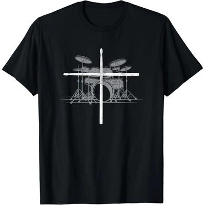 Christian Drummer Sticks Cross Music Lover Percussion T-Shirt