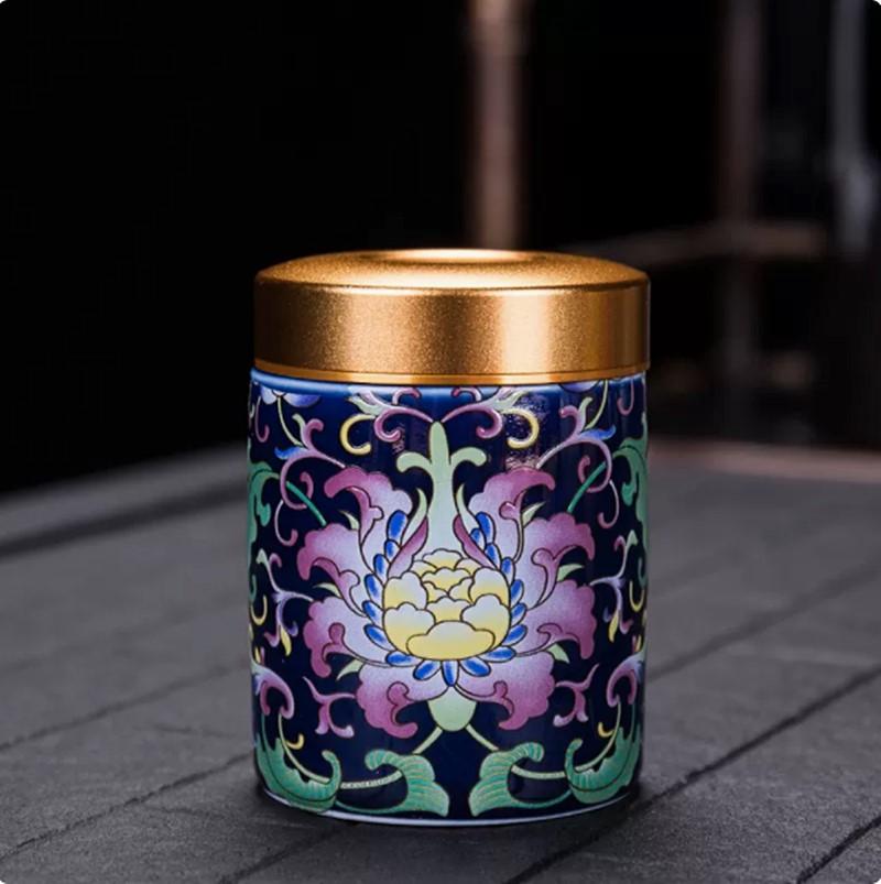 Exquisite Pastel Ceramic Tea Caddy Portable Travel Sealed Tea Boxes Tea Jar Storage Tank Coffee Canister Spice Candy Containers