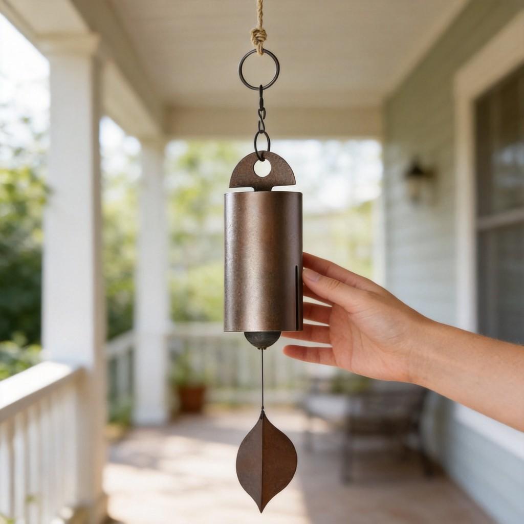 Vintage Metal Wind Chime With Deep Bronze Finish For Garden And Patio Decor
