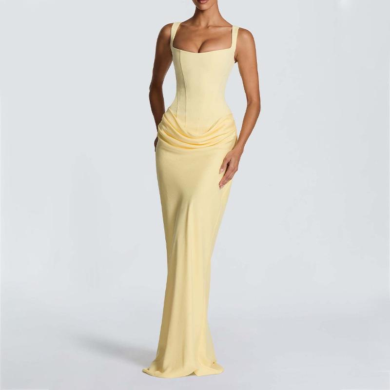 2025 spring and summer new cross-border Amazon women's dress low-cut suspender long dress mopping the floor and showing thin sequined dress