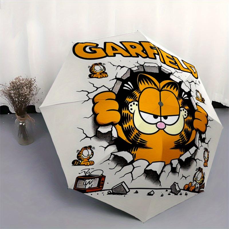 1pc Garfield Breaks Through the Wall Durable Cartoon Folding Umbrella, Portable 3-Fold Compact Umbrella for Men and Women, Suitable for Travel or Dail