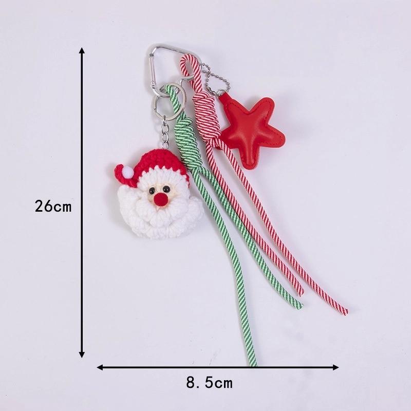 1 Piece Christmas Gifts Funny Crochet Santa Claus Doll Keychain Cute Handmade Plush Wool Knitted Santa Claus Ornament Decoration