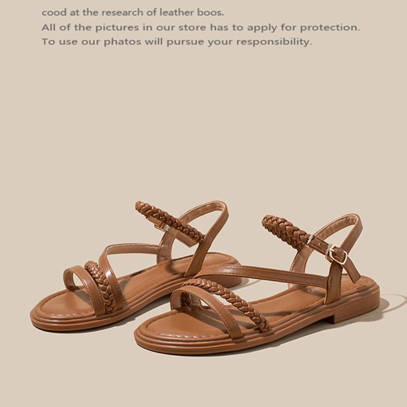 9030-30 Sandals Women's Flat Shoes Summer 2025 New Versatile Not Tired Women's Fairy Roman Shoes