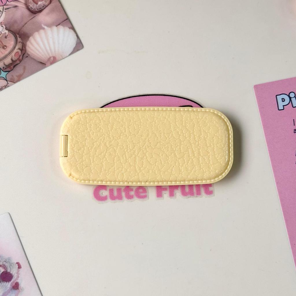 Autumn/Winter Faux Leather Folding Makeup Mirror & Phone Holder - Fashionable Adhesive Dual-Use Mirror (Horizontal/Vertical)