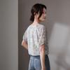 SOFSIL 2026 Summer Mulberry Silk V-Neck Print Short Sleeve Shirt