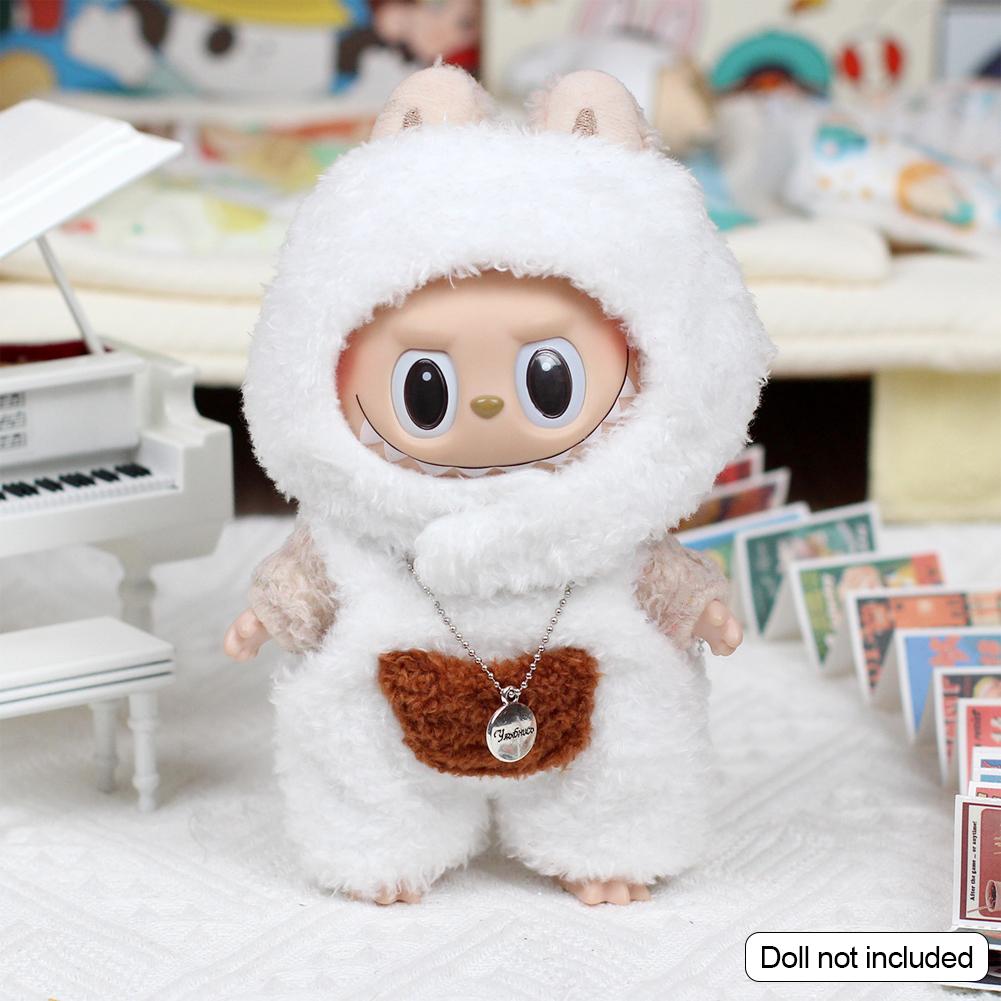 For 17cm Labubu Clothes Pendant Doll Outfit Clothes Monster Tail Heart Labubu Change To Zimomo Angel Cute Doll Clothes Toy Gift
