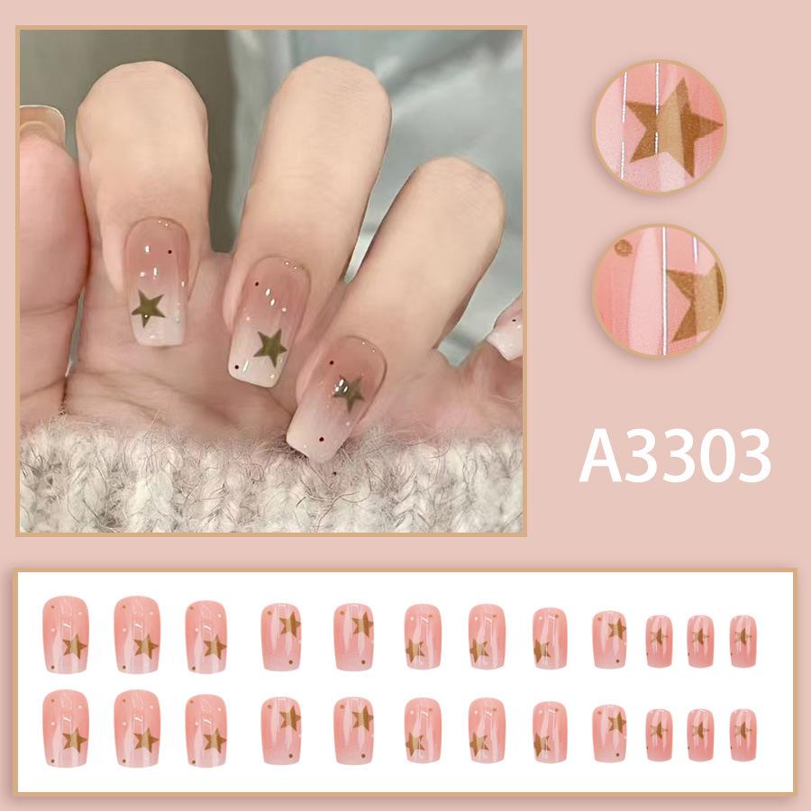 Light Green Star Wearable Nail Stickers for Spring/Summer - Fresh Dopamine Nail Art