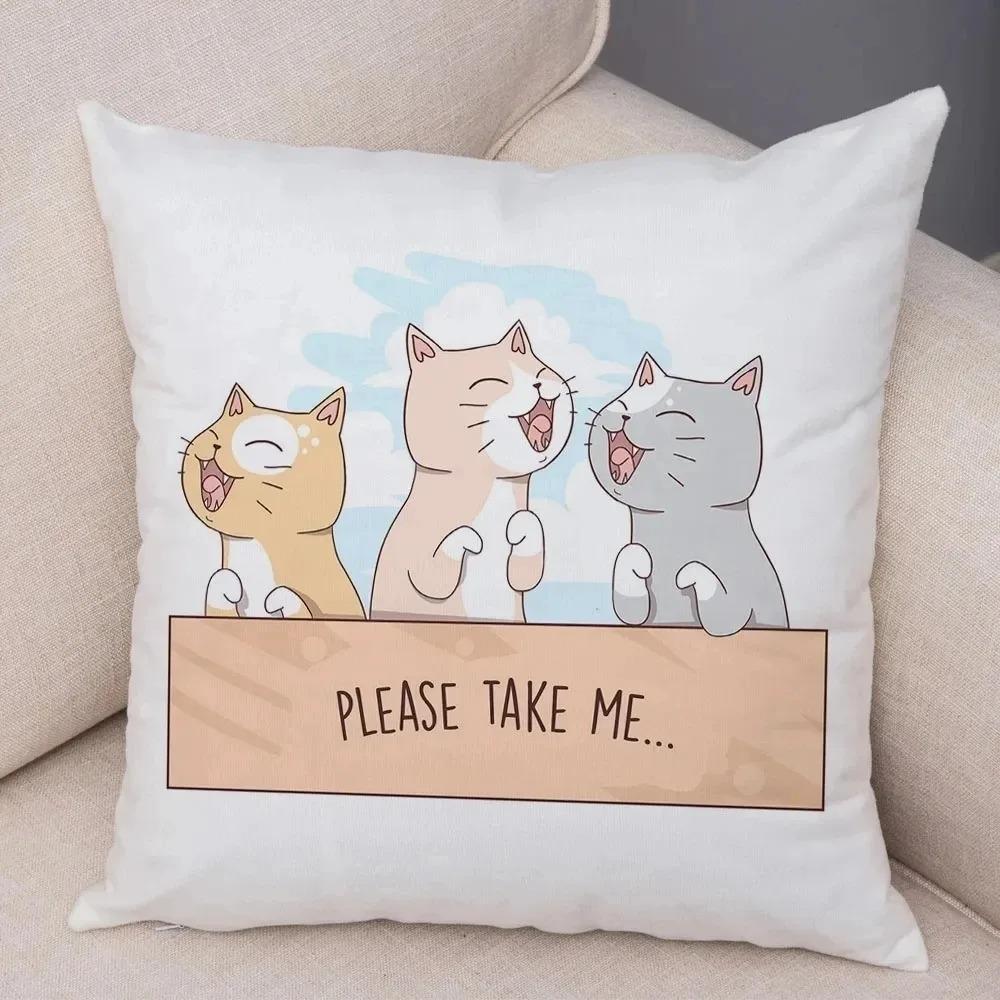 Funny Pet Cat Decorative Pillowcase Living Room Office Home Pillowcase Car Ornaments