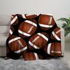 [Ruggy-Themed Flannel Blanket] 1pc Soft All-Season Rugby-Themed Flannel Blanket | American Football Pattern, Machine Washable