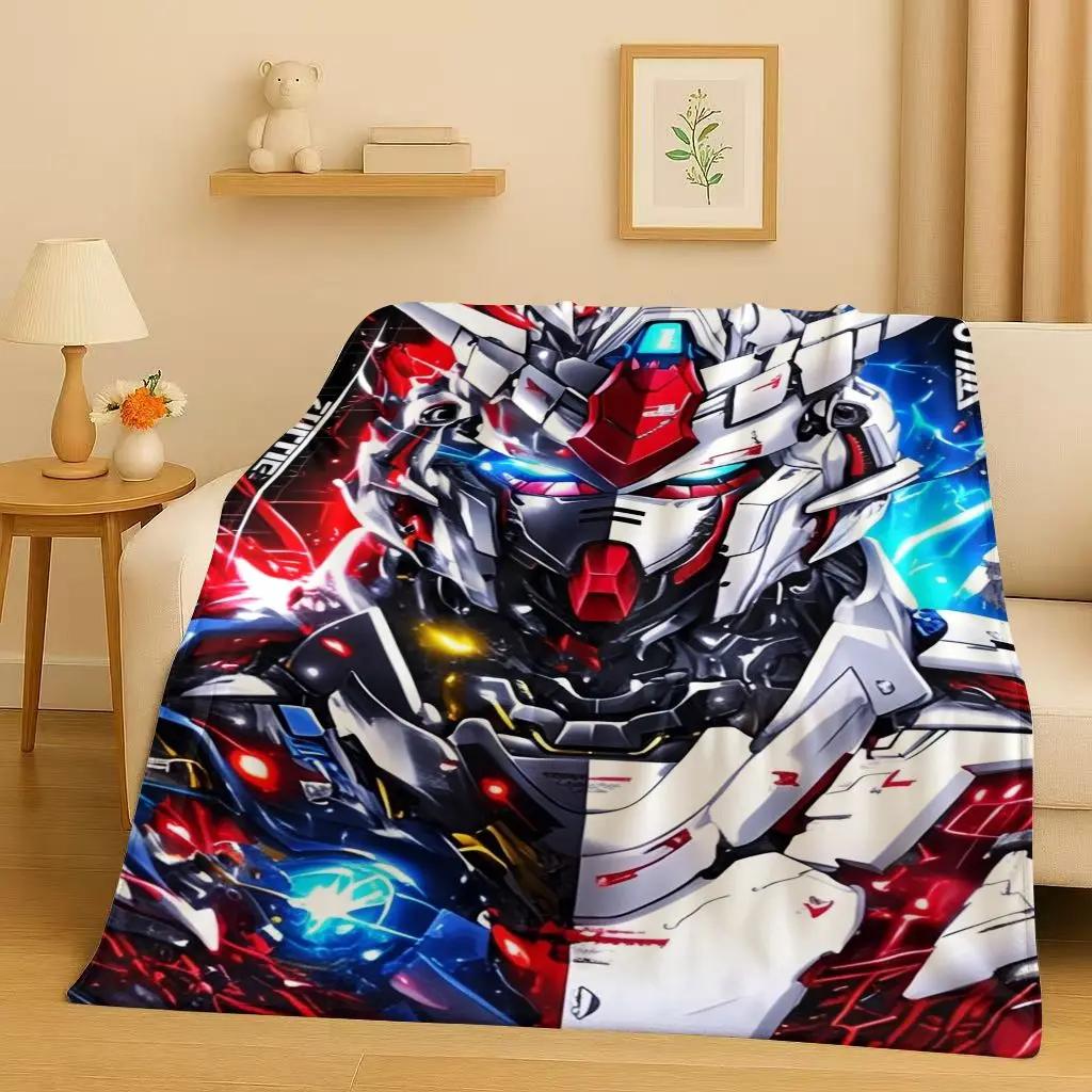 3D Gundam Cartoon Robot Christmas Gift Flannel Blanket,Ultra Soft Warm Plush Throw for Home Bedroom Bed Sofa Cover Office