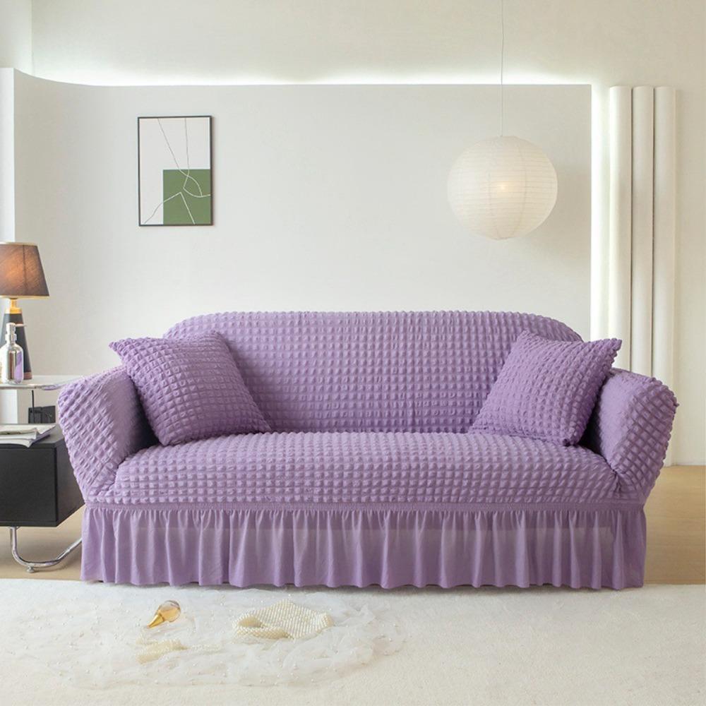 Premium Thick Bubble Gauze Sofa Cover Full Elastic Lace Universal Fit Sofa Protector All Season