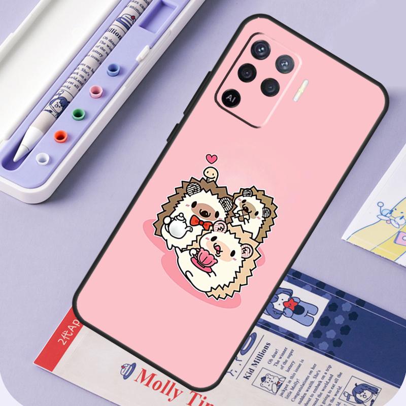 Kawaii Hedgehog Heart For Oppo A94 A74 A54 A15 A18 A38 A58 A78 A98 A40 A60 A80 A16 A76 A96 A57 A17 A77 A5 Pro Case