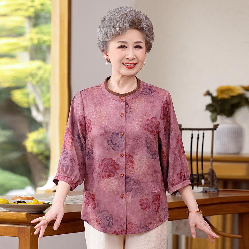 Grandma's Seven-Sleeve Spring Summer Fashion Shirt for Women Aged 70-80