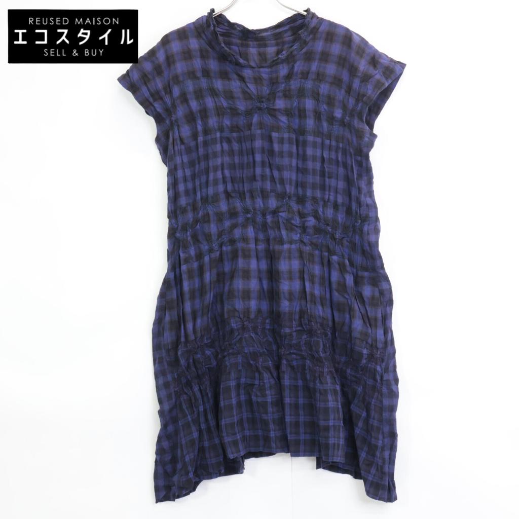 Haat Black and Purple Pleated Checkered Dress Dress 3 black/purpleUsed