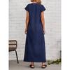 Summer Round Neck Short Sleeve Fashion Women Dress Loose Casual Solid Color Basic A-line Party Long Dresses Female Elegant Office Clothing