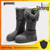 Women's Mid-Calf Gray High-Top Snow Boots 2025 - Thick-Soled, Velvet-Lined Winter Footwear