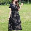 Plus Size Women's Long Dress Summer  Short Sleeve Vintage Print Dress for Women