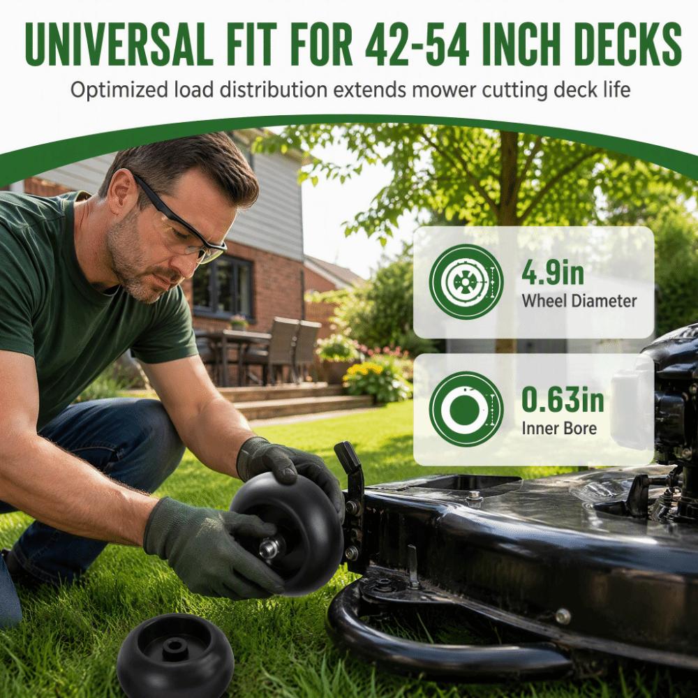 Black Mower Gauge Wheels Durable Bolt On Kit Tidy Deck Support Wheels  Lawn Mower Maintenance