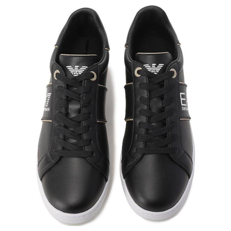Emporio Armani Round Toe Lace-Up Comfortable Low-Top Sneakers Unisex Sneakers Black X8X102XK346M700
