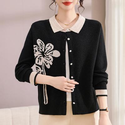Neuer Herbst- und Winter-Cardigan Jacke Pullover Strickpullover Top Vielseitiges Outfit für Mütter mittleren und höheren Alters