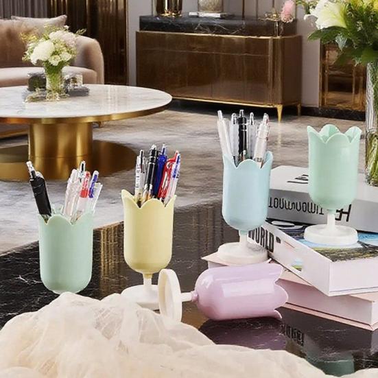 Tulip Pen Holder Cute Desktop Organizer for Girls Students Multi-Function Pencil Cup Desk Decor for Home School Office