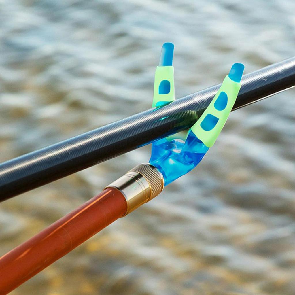 Fishing Rod Rest Head Front Fork Rods Rack V Holder Carp Pole Rest Butt Support Silica Gel Grippers Night Light Pole Holder Head
