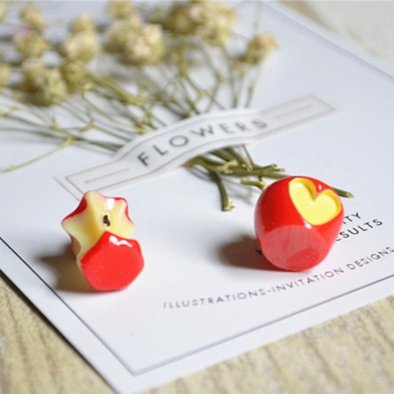 Stylish Red Apples Core Shaped Resin Jewelry Piece Accessories Perfect for Daily Wear, Parties, or as a Romance Gift
