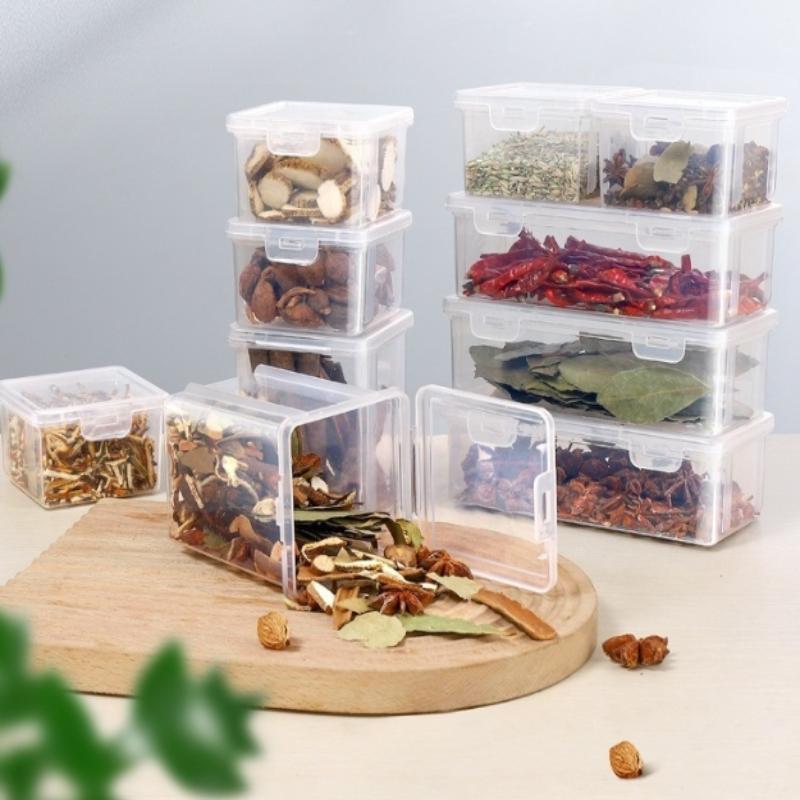 Transparent Plastic Food Storage Box Sealed Jar Moisture-Proof Spice Container Kitchen Storage Organization