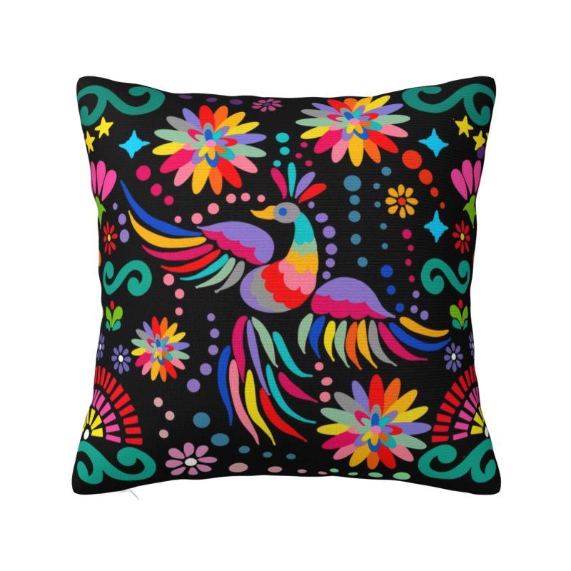 Custom Fashion Mexican Otomi Birds Texture Pillow Case 40x40cm Sofa Folk Floral Art Luxury Cushion Cover Car Pillowcase