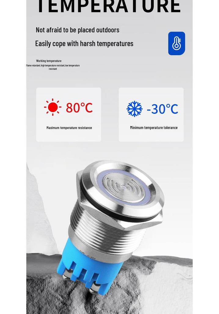 19mm/22mm Stainless Steel LED Flashing Buzzer, Intermittent Sound, 12V/24V
