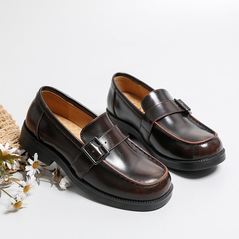 

Мода 2024 года, новые весенние и осенние туфли в стиле колледжа, японские мягкие туфли для девочек на среднем каблуке с круглым носком, винтажная обувь в стиле JK 40 коричневый