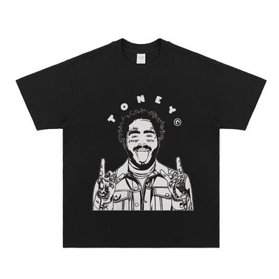2025 Koszulka z krótkim rękawem Post Malone Europejski i Amerykański Street Rock Raper Portret Wysokiej Jakości Luksusowa Marka Sprzedaż