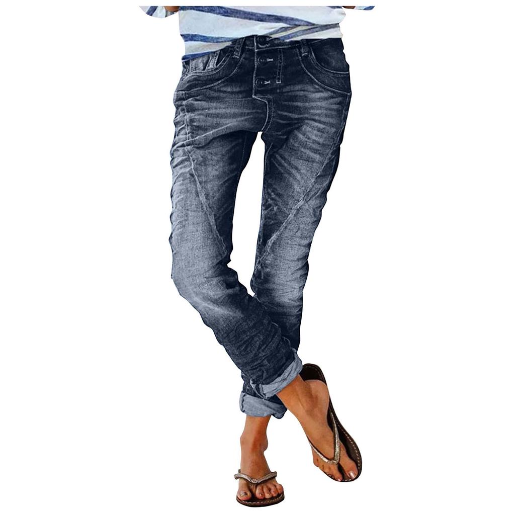 Damenmode, Retro, vielseitig, lässig, täglich, Skinny Slim Denim-Hose