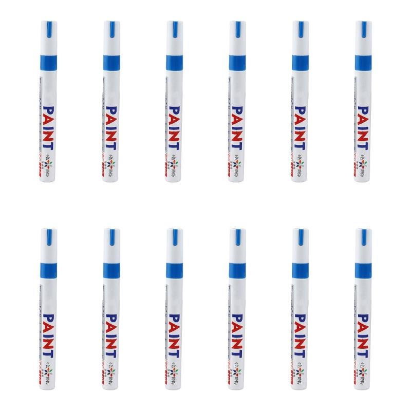 12 Pcs Permanent Paint Markers Oil Based Paint Pen Quick-Drying Permanent Marker for Plastic Cardboard Wood Metal Canvas