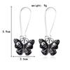 Retro Gothic Black Drip Glaze Butterfly Sliver Color Skull Embossment Pendant Dangle Earrings for Women Halloween Party Jewelry