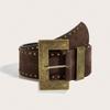 Edgy Studded Punk Belt With Adjustable Length Durability Synthetic Leather for Men and Women