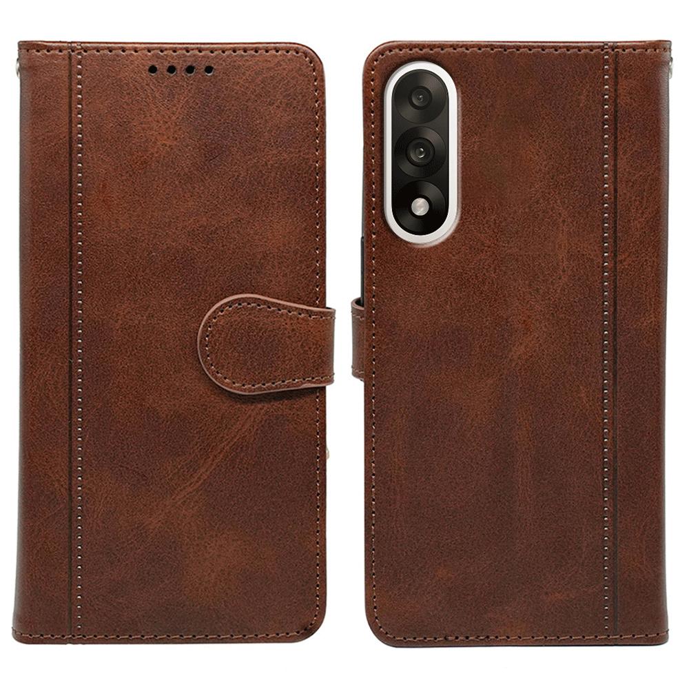 

For OnePlus Ace 5 Ultra 5G/Nord 5 5G Case Calf Texture Leather Stand Book Style Phone Cover Brown