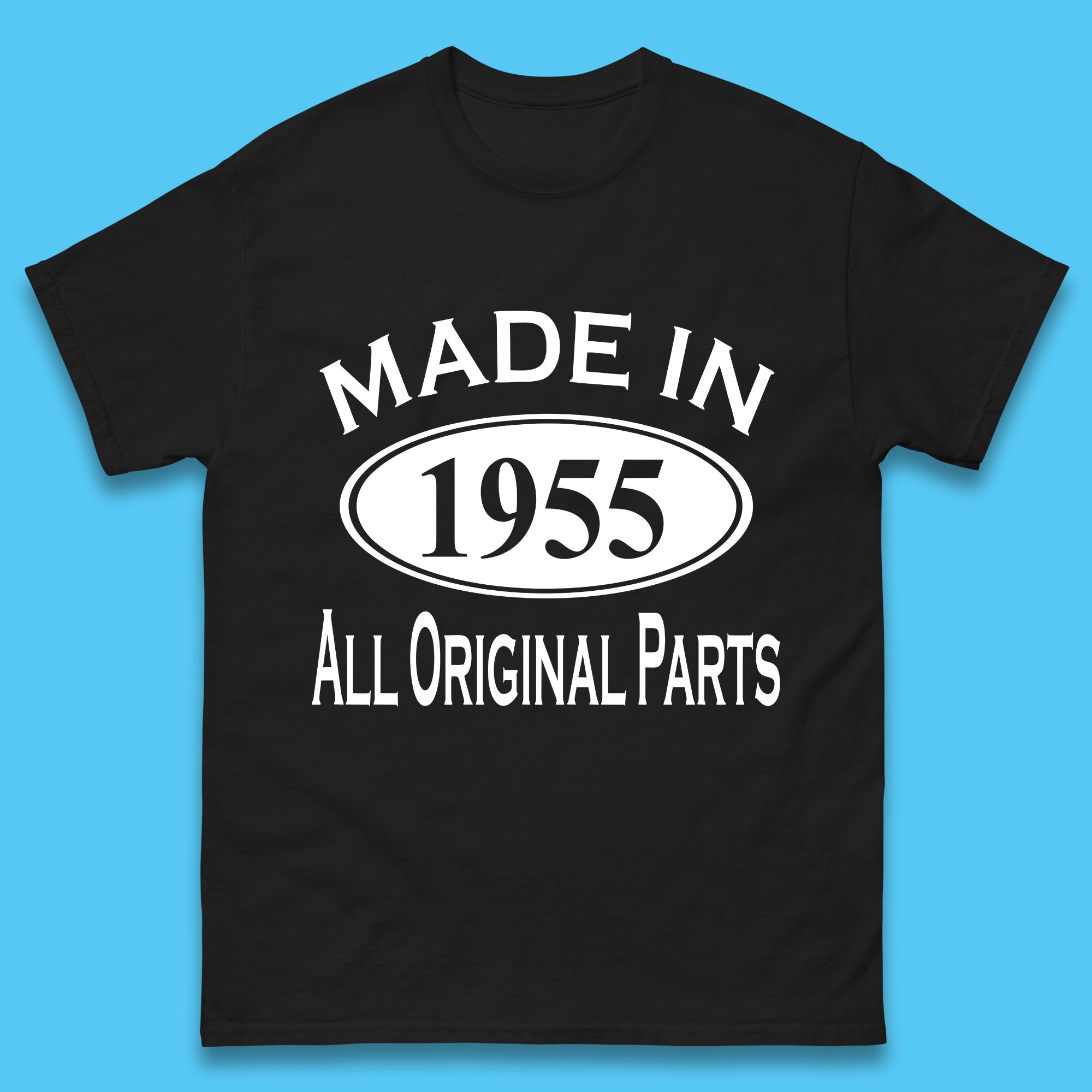 

Made In 1955 All Original Parts Vintage Retro 68th Birthday Funny 68 Years Old Birthday Gift Mens Tee Top XL