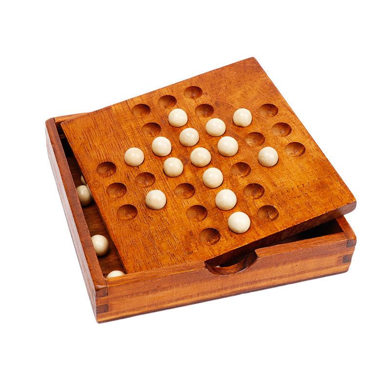 Board Wooden Solitaire Cognitive Chess Educational Intellectual Strategy Games