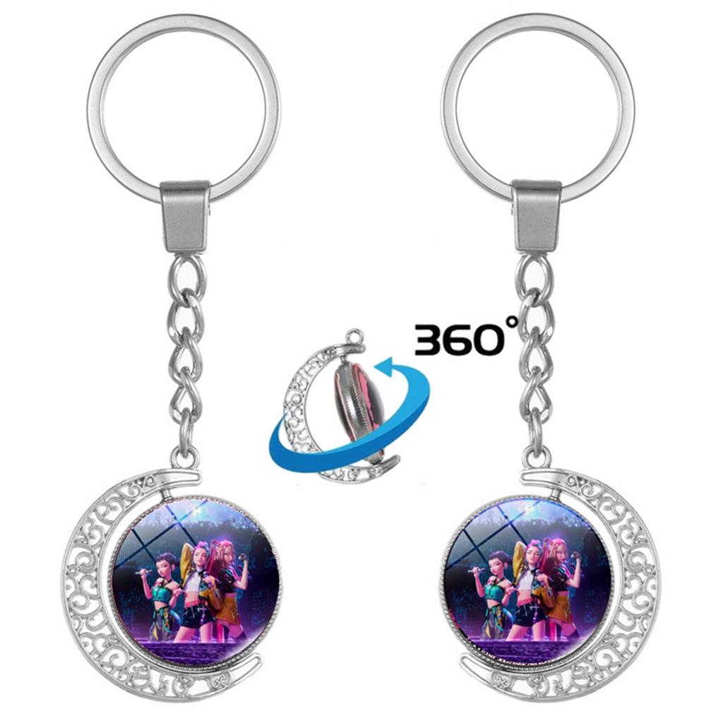 Anime Peripheral Double-sided Rotating Keychain, Creative Peripheral Key Ring Accessories Key Chain Ring