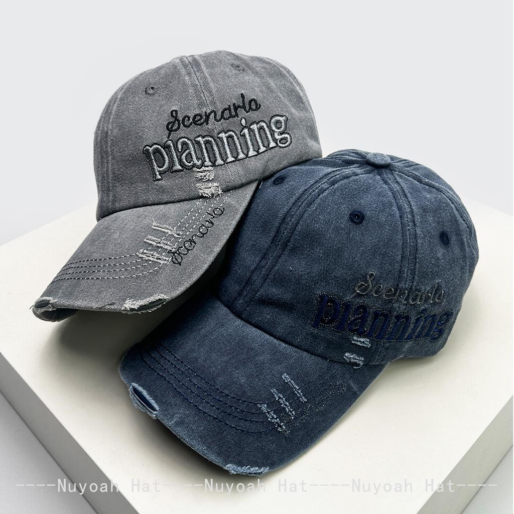 Baseball Stitching Stitched Embroidered Alphabet Side Women  Men Her Him For Fresh Caps Peaked Hats Sunshade Broken Style Versatile Personal Retro