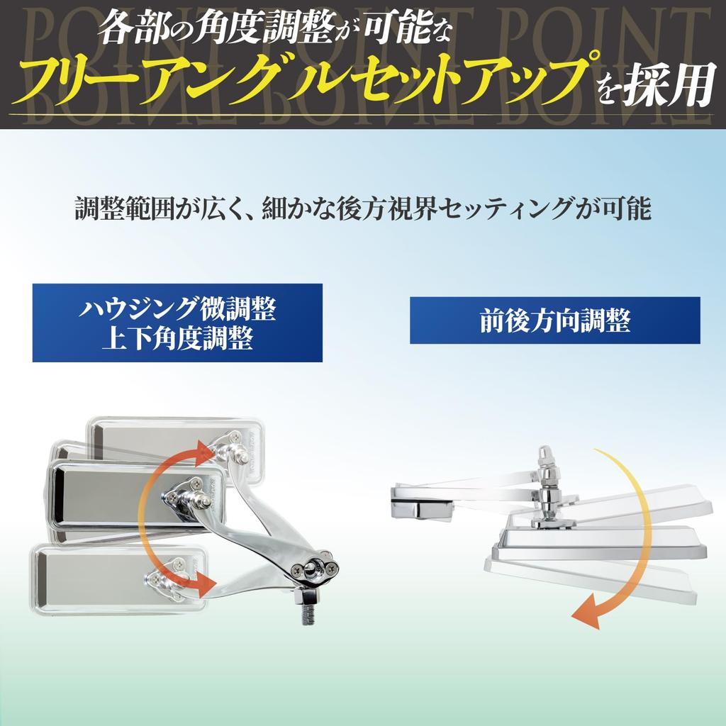 TANAX Napoleon Ball Joint Mirror Chrome (Square), Plated, 10mm, Right-Handed Thread, AM-101-10