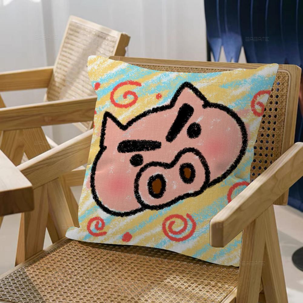 Watercolor Crayon Shin-chan Cushion Cover Car Throw Pillow Case For Sofa Car Christmas Gift 40x40cm 45x45cm