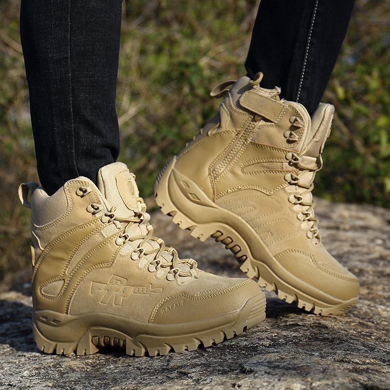 Men Desert Boots Adventure Outdoor Short Combat Boots Plus Size Black Jungle Cross-country Hiking Shoes